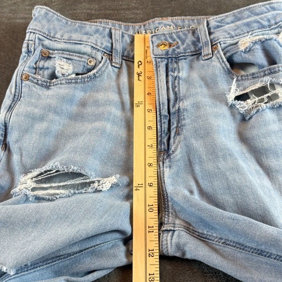 American Eagle Women's Jeans Super High Rise Baggy Wide Leg Size 4 S Distressed - Picture 8 of 11